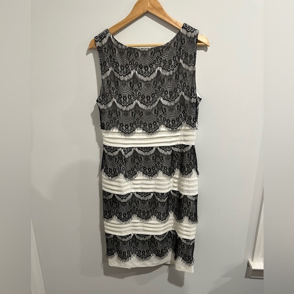 Dressbarn black and ivory lace dress size 14 - Picture 2 of 6